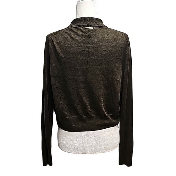 Michael Michael Kors for Macys Rich Olive Open Front Cropped Sweater Sz 1X (NWT) - Picture 4 of 12